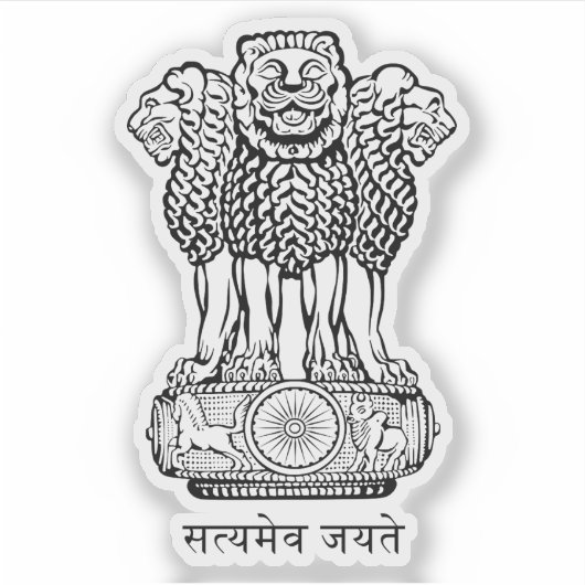 Wappen der Republik Indien Aufkleber (Vorderseite)