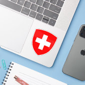 Wappen der Schweiz Aufkleber (Laptop mit iPhone)