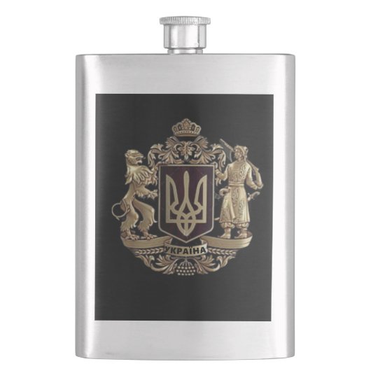 Wappen der Ukraine Flachmann (Vorderseite)