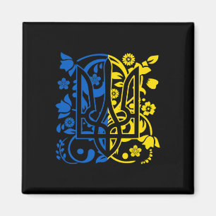 Wappen der Ukraine Florales Ukrainisches Trident Magnet