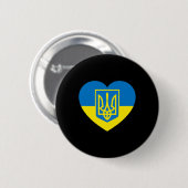Wappen der Ukraine im Herzen Flagge Solidarität Pr Button (Vorne & Hinten)