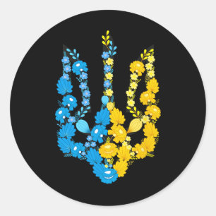 Wappen der Ukraine in nationaler Farbe Ukrainisch Runder Aufkleber