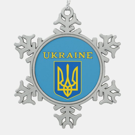 Wappen der Ukraine Schneeflocken Zinn-Ornament (Vorderseite)