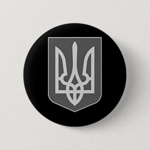 Wappen der Ukraine silbernes Trident-Emblem Zelens Button