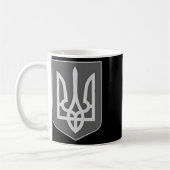 Wappen der Ukraine silbernes Trident-Emblem Zelens Kaffeetasse (Links)