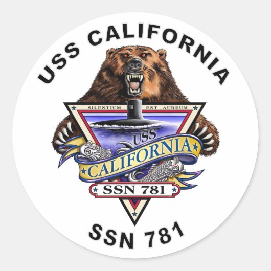 WAPPEN der USS California SSN 781 Runder Aufkleber (Vorderseite)