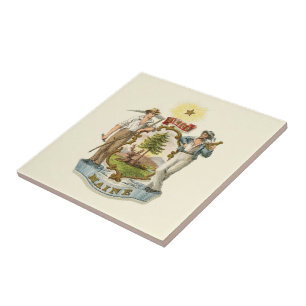 Wappen des Bundesstaates Maine (vintage 1870er) Fliese