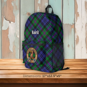Wappen des Clan Baird über Tartan Bedruckter Rucksack