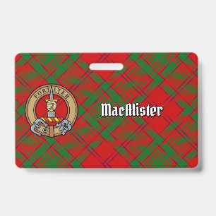 Wappen des Clan MacAlister of Glenbarr über Tartan Ausweis