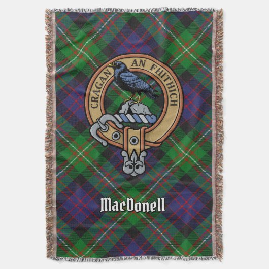 Wappen des Clan MacDonell of Glengarry über Tartan Decke (Vorderseite Vertikal)