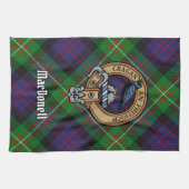 Wappen des Clan MacDonell of Glengarry über Tartan Geschirrtuch (Horizontal)