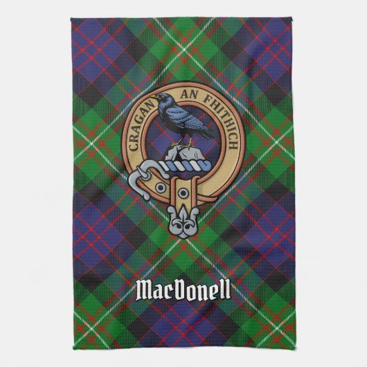 Wappen des Clan MacDonell of Glengarry über Tartan Geschirrtuch (Vertikal)