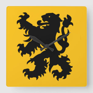Wappen des flämischen Löwen Quadratische Wanduhr