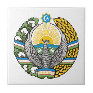 Wappen des Landes Usbekistan Symbol Emblem Flagge Fliese