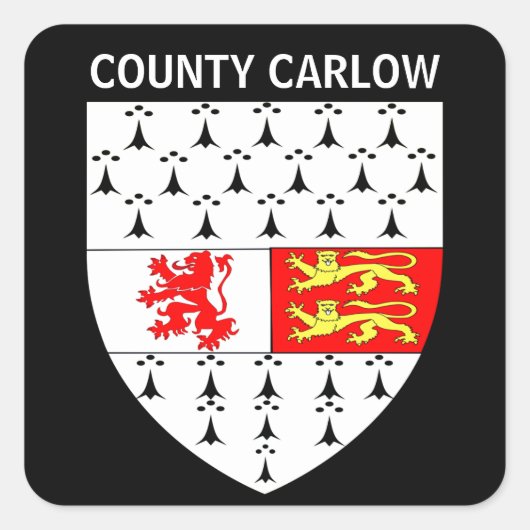 Wappen des Landkreises Carlow, Republik Irland Quadratischer Aufkleber (Vorderseite)