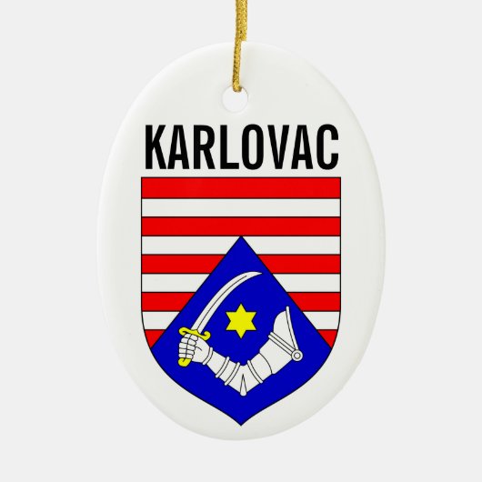 Wappen des Landkreises Karlovac, Kroatien Keramik Ornament (Vorne)