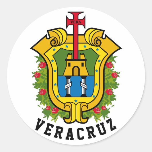 Wappen des Staat Veracruz (Mexiko) Runder Aufkleber (Vorderseite)