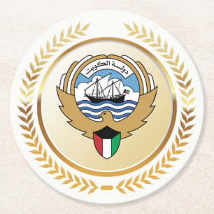 Wappen des Staates Kuwait Runder Pappuntersetzer
