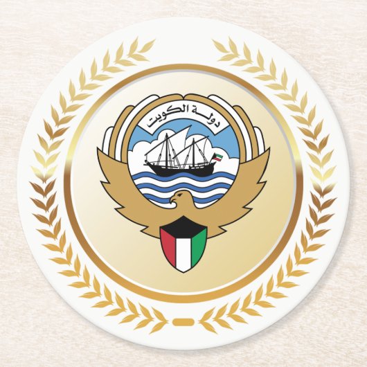 Wappen des Staates Kuwait Runder Pappuntersetzer (Vorderseite)