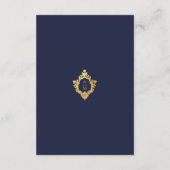 Wappen Details Navy Blue Wedding Monogram Imitate Begleitkarte (Rückseite)