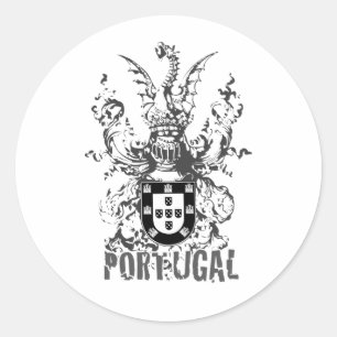 Wappen-Drache und Ritter Runder Aufkleber