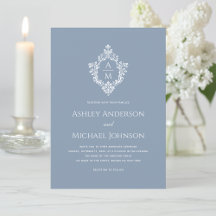 Wappen Dusty Blue Elegant Monogram Formal Wedding
