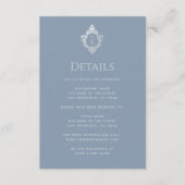 Wappen Dusty Blue Wedding Details Vintag Monogramm Begleitkarte (Vorderseite)