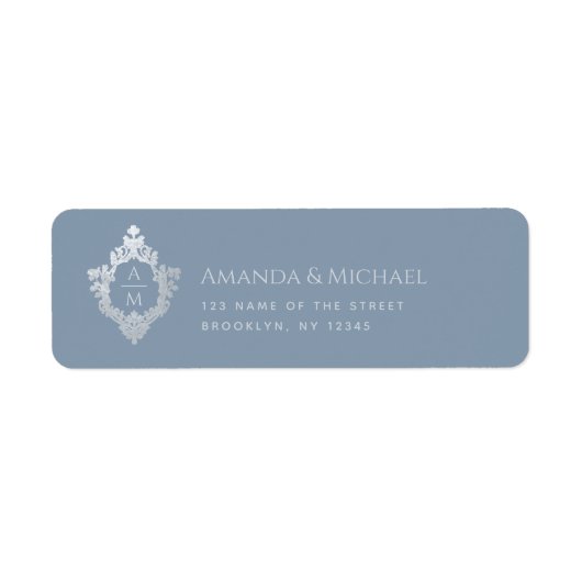 Wappen Dusty Blue Wedding Monogram Elegant Vintag (Vorne)