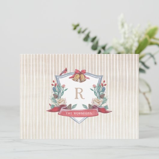 Wappen - Familienmongramm - Weihnachtskarte Feiertagskarte (Stehend Vorderseite)