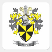 Wappen-Familienwappen Quadratischer Aufkleber (Vorderseite)