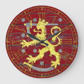 Wappen Finnland Ihr Farbholz Große Wanduhr (Vorderseite)