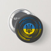 Wappen-Flagge der Ukraine - Blaugelb Button (Vorne & Hinten)