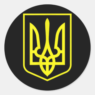 Wappen-Flagge der Ukraine Grafisches Zelensky-T-Sh Runder Aufkleber