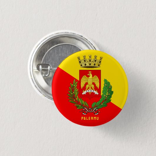 Wappen/Flagge von Palermo (Stadt), Sizilien Button (Vorne & Hinten)