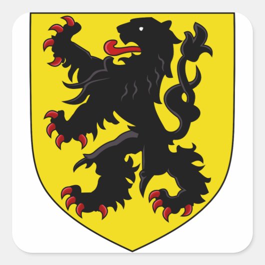 Wappen Flanderns Quadratischer Aufkleber (Vorderseite)
