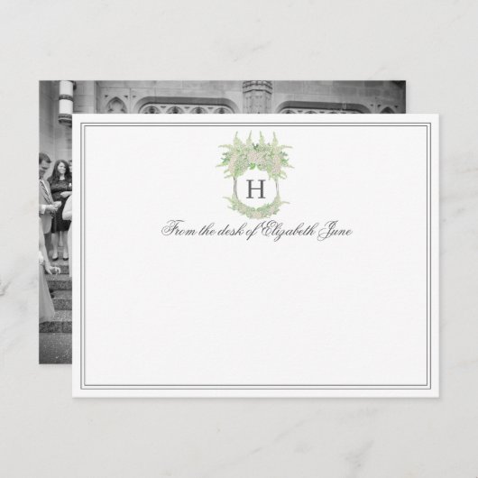 Wappen-Foto für Wasserfarben Grün und Weiß-Hydrang Dankeskarte (Vorne/Hinten)