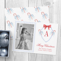 Wappen-Foto für Wasserfarben-Monogramm Candy Cane