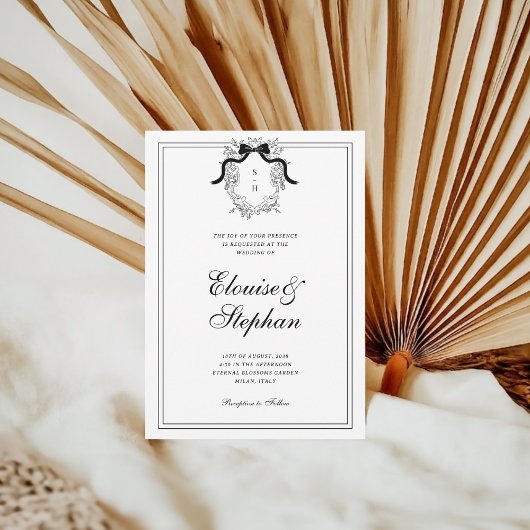 Wappen French Bow Monogram All in one Wedding Einladung