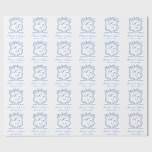 Wappen für das Blaue Monogramm im Aquarellfarben-D Geschenkpapier (Flach)