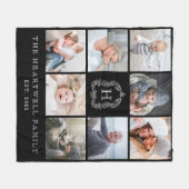 Wappen für die Fotolollage-Monogramm-Familie 8 Sch Fleecedecke (Vorderseite (Horizontal))