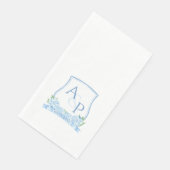 Wappen für Hochzeitsfeiern in Blau und Weiß Serviette (Ecke)