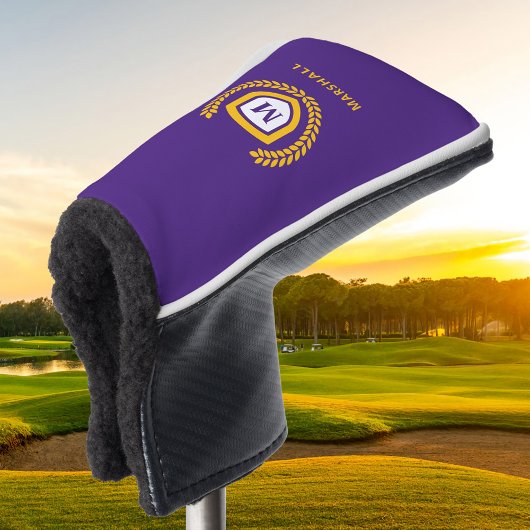 Wappen für lila und Gold Monogram-Logos Golf Headcover