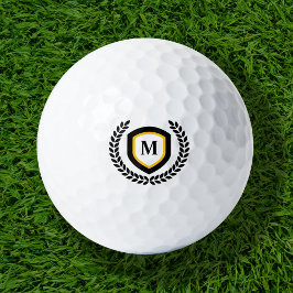 Wappen für Schwarz-Gold-Monogram-Logos Golfball