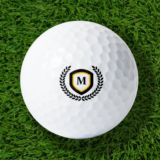 Wappen für Schwarz-Gold-Monogram-Logos Golfball