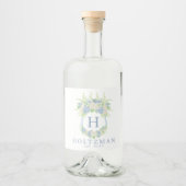 Wappen für Wasserfarben Blau und Weiß Alkoholflaschenetikett (Vorderseite)