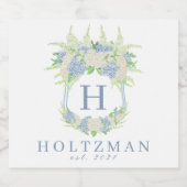 Wappen für Wasserfarben Blau und Weiß Schaumweinetikett (Einzelnes Label)