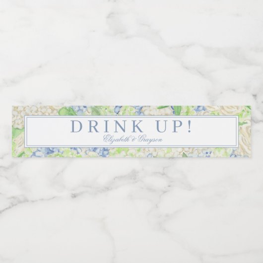 Wappen für Wasserfarben Blau und Weiß Wasserflaschenetikett (Einzelnes Label)