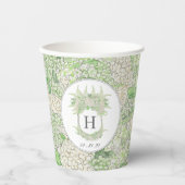 Wappen für Wasserfarben Grün und Weiß-Hydrangea Pappbecher (Vorderseite)