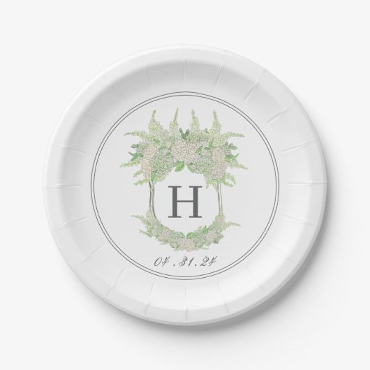 Wappen für Wasserfarben Grün und Weiß-Hydrangea Pappteller (Vorderseite)