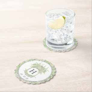 Wappen für Wasserfarben Grün und Weiß-Hydrangea Untersetzer